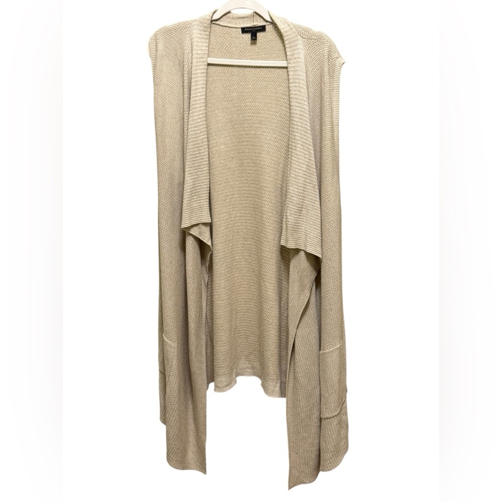 Banana Republic Waterfall‎ Knit Vest Sweater Tan Womens Sz L